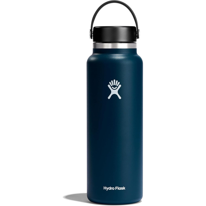 HYDRO FLASK - 1180ml (40oz) Water Bottle - Insulated Stainless Steel Water Bottle - Sports Bottle with Leakproof Flex Cap Lid & Strap - Dishwasher Safe Thermos - Wide Mouth Opening - Indigo
