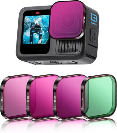 Набір ND-фільтрів для GoPro Hero 13: ND8, ND16, ND32, CPL, Ultra-Weitwinkel, оптичне скло, алюмінієва рамка