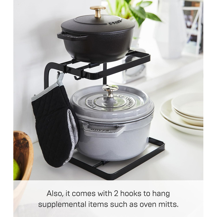 YAMAZAKI Pot Lid Holder, Steel, Black, One Size