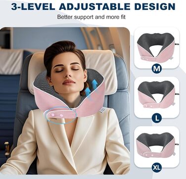 Подушка для шиї Comfy - подорожі літаком, автомобілем, поїздом. З регулюванням, Memory Foam, 3D-маска для сну, підтримка 360°, Rougepuder