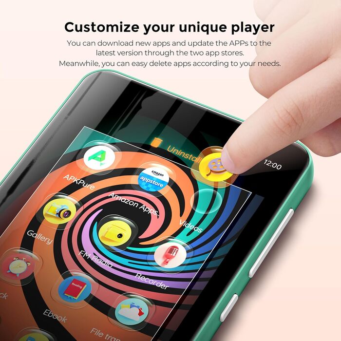 MP3 плеєр innioasis 160GB з Bluetooth та WiFi, Android MP4 плеєр з сенсорним екраном 4