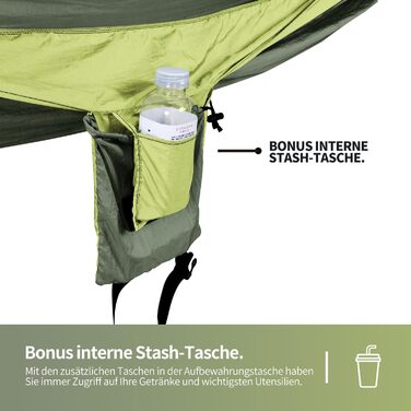 Гамак для відпочинку на відкритому повітрі на 2 особи | 300 кг | Гамак-матеріал нейлон, розмір 290x170 см, колір зелений