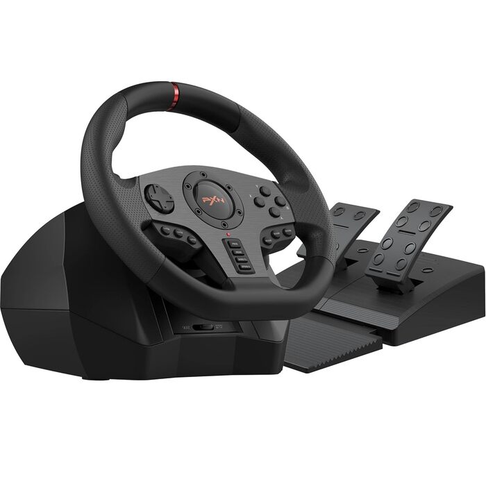 PXN V900 ігровий кермо для ПК з педалями, 270/900° кут повороту, вібрація, сумісність з PC, PS4, PS3, Xbox, Switch