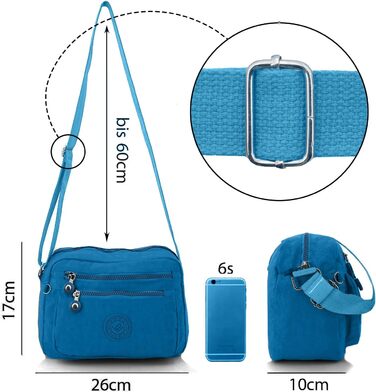 Сумка жіноча через плече ekavale Kleine Schultertasche синя нейлонова водонепроникна, легка крос-боді для дівчаток