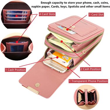 Сумка на шию жіноча Handytasche, червона PU шкіра, кросбоді, гаманець для дівчаток, відділення для карт