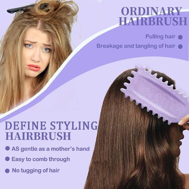 Щітка для локонів Lockenbürste: розгладжує, формує, не тягне, нейлон, унісекс (фіолетова, 24 см)