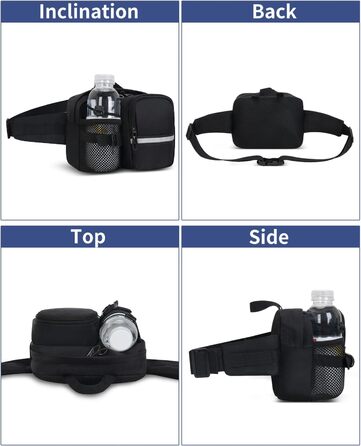 Чоловіча та жіноча поясна сумка-рюкзак на пояс, чорна. Водовідштовхуюча, для подорожей, спорту, бігу та активного відпочинку.