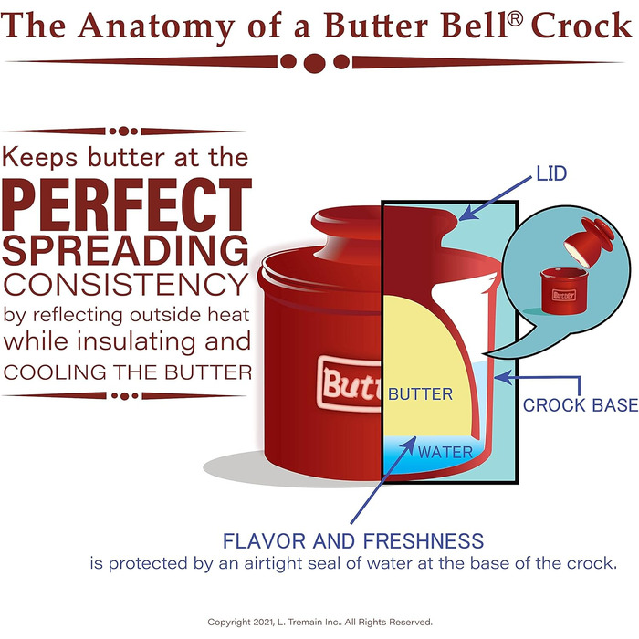 Butter Bell BB-CCBLK The Original Crock by L. Tremain, Cafe Retro Collection - Glossy, Bone China, Midnight Black