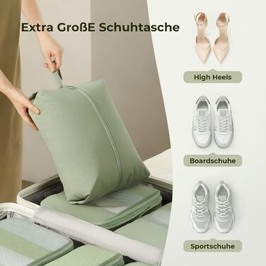 8-кількість компресійних кубиків для одягу, органайзер для валізи, чорний (8 шт., мат-зелений)