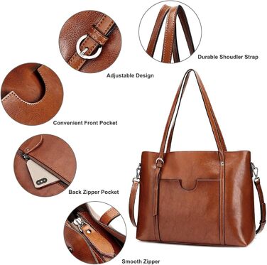 Сумка жіноча S-ZONE 3 в 1 з натуральної шкіри (темно-коричнева) - шопер, кросбоді, для ноутбука