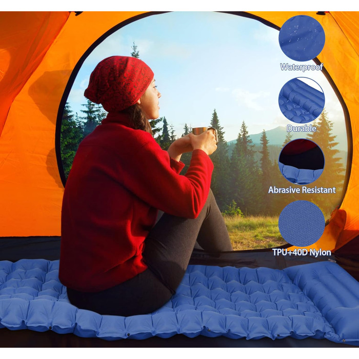 Каремат самонадувний Zhiwei Isomatte для кемпінгу та відпочинку на природі. Ultraleicht, товстий, з помпою та подушкою. Підходить для намету, трекінгу, пляжу, подорожей та хати.