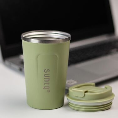 Термокружка з нержавіючої сталі SUNTQ - 510 мл, з подвійними стінками, ізольована, з кришкою, багаторазова (Чорний)