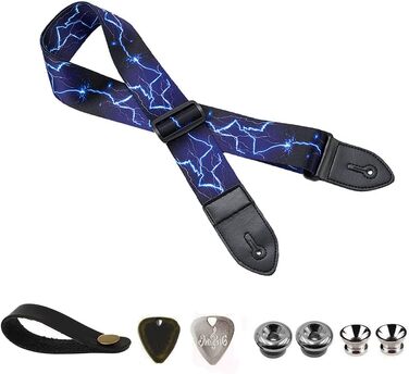 Гітарний ремінь BetterJonny: регульований ремінь для електрогітари, акустичної гітари та бас-гітари з шкіряними кінцями та відділенням для медіатора
