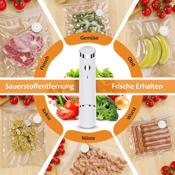 Вакуумний пакувальник FNITAER: компактний апарат для швидкої вакуумної упаковки продуктів, комплект з 20 великих пакетів