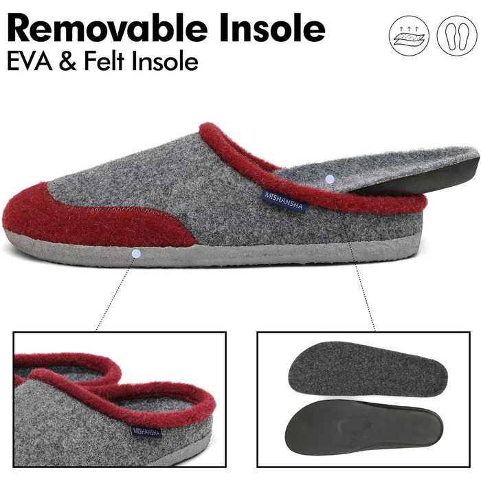 Тапочки халатні Mishansha з фетру, зимові, для дому, чоловічі/жіночі, розмір 36-48, 42 EU, червоні