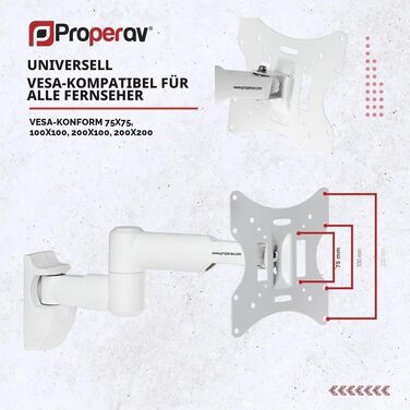 Настінний кронштейн для телевізора ProperAV Tilt & Swivel, поворотний та нахильний, для діагоналей 23-43