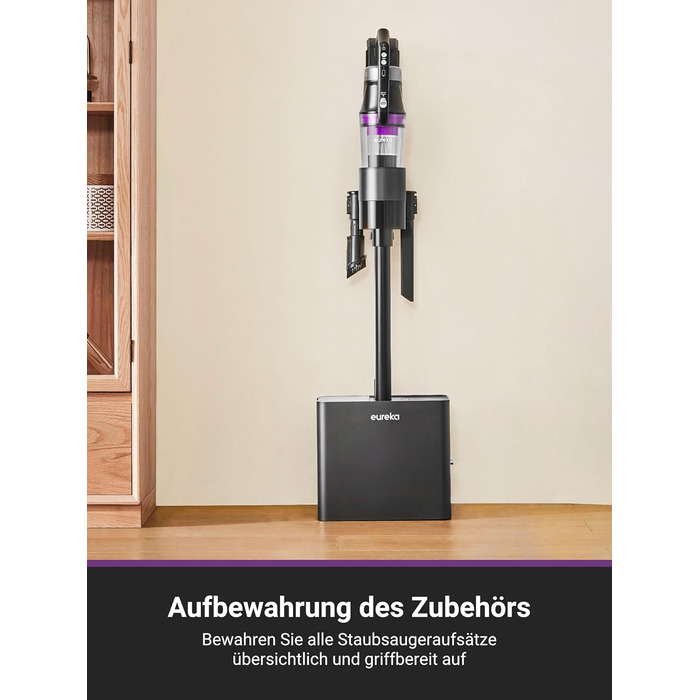 Пилгопоглинач Eureka Stylus Elite з док-станцією, 24000 Па, автоматичним випорожненням, мішком 3л, 60 хв роботи, антизаплутана щітка, LED-фара, знімна батарея