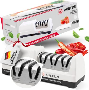 Електричний точило для ножів AUSTEIN® Diamant TG2202 - 3 фази, 20 градусів, з магнітним збором стружки