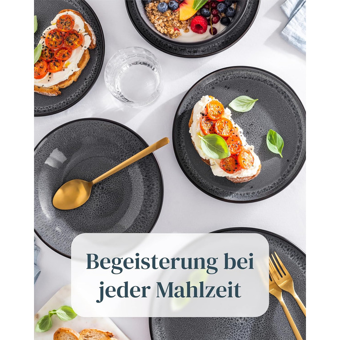 Набір посуду з кераміки Pure Living Ibiza 36 предметів (12 осіб), сірий колір