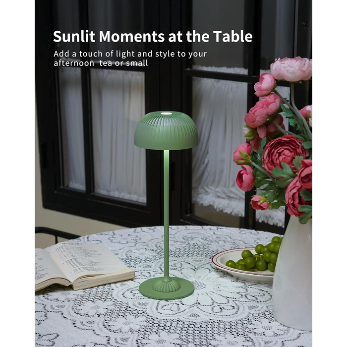 Світлодіодна настільна лампа бездротова LED для вулиці та дому, димована, з акумулятором 5200mAh, IP54, чорна (2 шт)