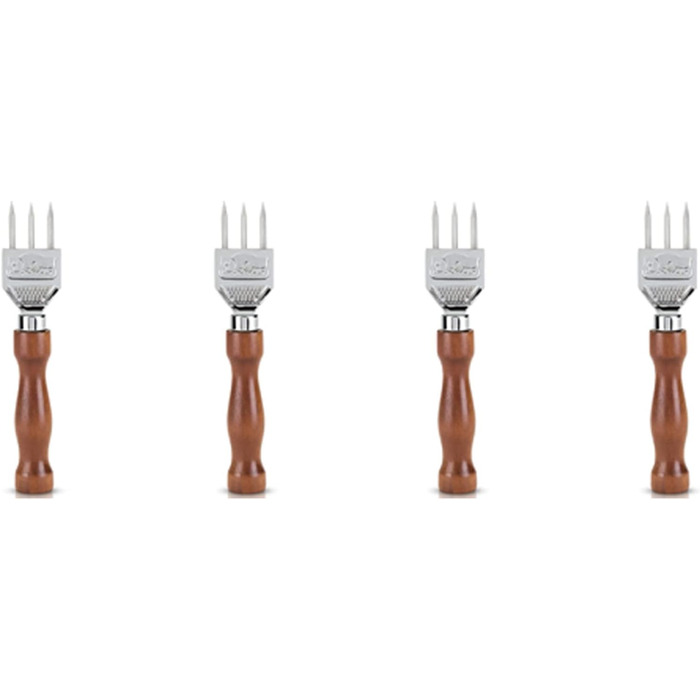 4X Ice Pick - Wood Chopper with Solid Wood Handle, Ice Crusher with Three 304 Stainless Steel Tips for Cocktail Barista