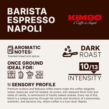 Кава в зернах Kimbo Espresso Napoletano, темне обсмажування, 1 кг