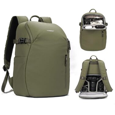 Рюкзак для фотокамери DSLR, водонепроникний, для подорожей – Canon, Nikon, Sony, Grün (Хакі)