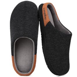 Чоловічі в'язані домашні капці LongBay з піною Memory Foam, дихаючі, для дому та вулиці, розмір 44 EU, чорні