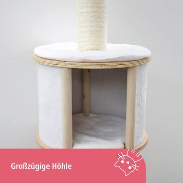 Дерев'яний комплекс для котів Kerbl Dolomit XL, білий, 70x45x185 см, для кількох котів, з сизалевими стовпчиками