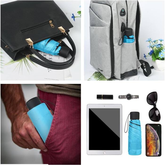 Зонт Vicloon Mini, компактний кишеньковий, від сонця та дощу, UV захист, зелений, для дорослих та дітей