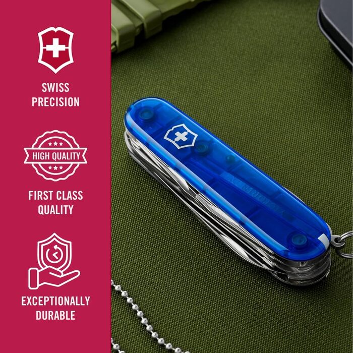 Мультитул Victorinox Swiss Champ: 33 функції, ніж, коркомаг, викрутка, блакитний, Швейцарія