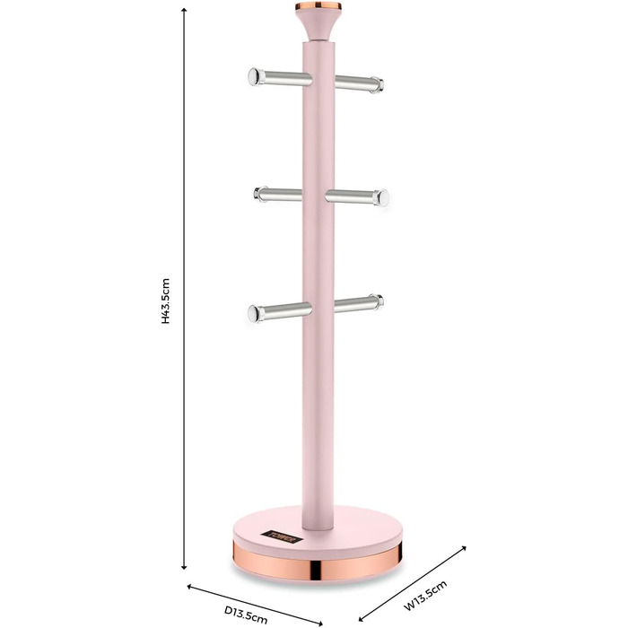Tower T826132PNK Cavaletto Beaker Stand with Stainless Steel Stopper, Soft Base, Marshmallow Pink and Roségold