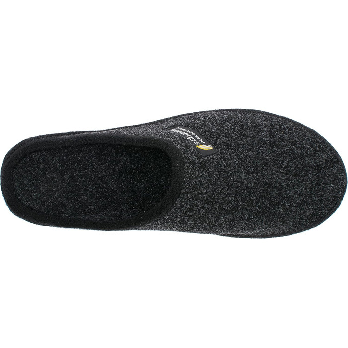 Чоловічі фетрові домашні тапочки Schawos 6030 з устілкою, супінна підошва, антиковзаючі, 43 EU, чорні