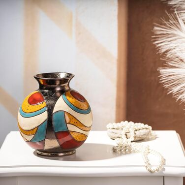 Керамічна ваза ручної роботи 16 см – кольорова ваза для квітів, декор для вітальні, подарунок на новосілля, сучасна ваза-куля моделі 1