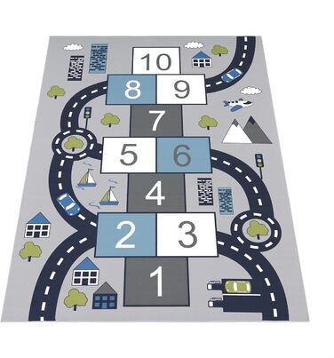 Дитячий килим Paco Home для хлопчиків та дівчаток, 140x200 см, сірий, антиковзкий, сучасний килим в дитячу кімнату