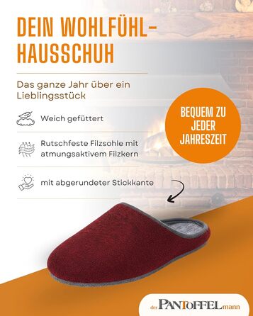 Фетрові домашні тапочки Pantoffelmann: стильні, теплі, дихаючі (36-48)
