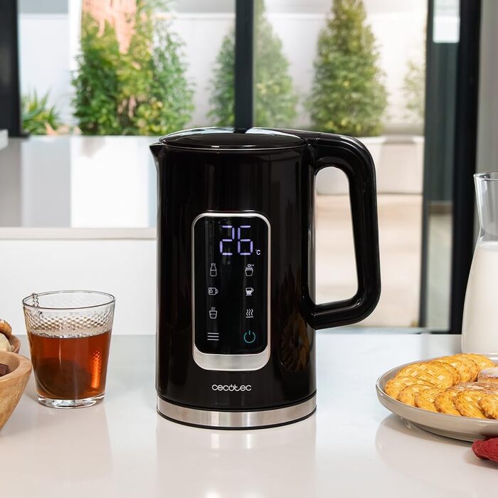 Cecotec Thermosense 500 Touch Electric Kettle - 1.7L, Stainless Steel, 5 Temperature Settings, Touchscreen, 360° Swivel Base