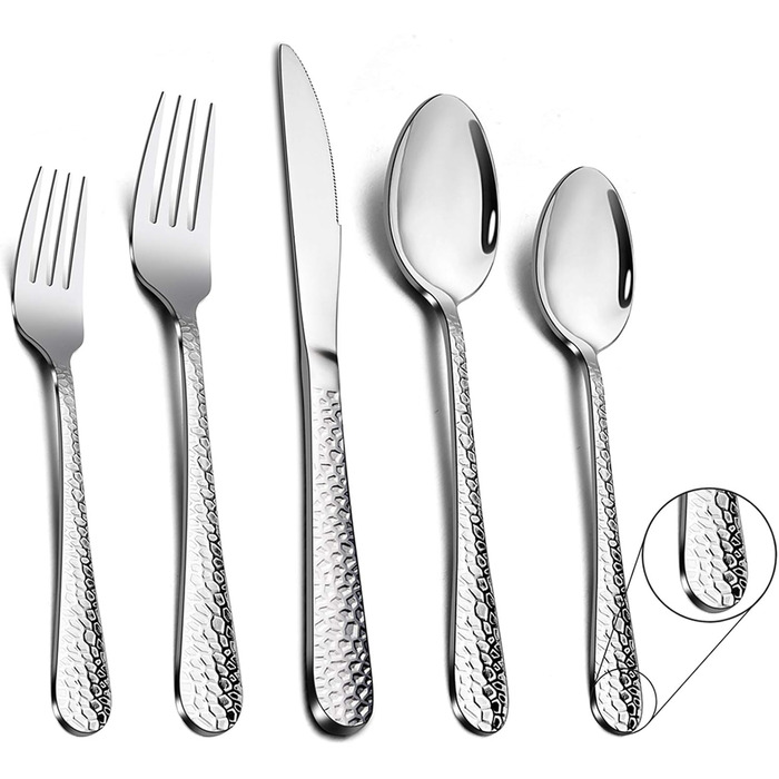 Набір столових приборів TEAMFAR 60 предметів з нержавіючої сталі. Сервіз на 12 осіб. Набір ножів, виделок та ложок з ручкою 