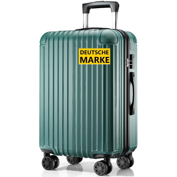 Чемодан 3-секційний, з твердим корпусом, темно-зелений (L)