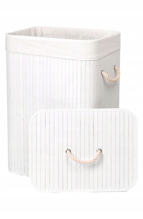 Кошик для білизни та одягу з кришкою, 80 л, 1 секція, білий