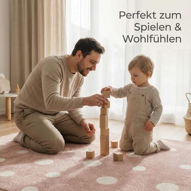 Дитячий килим Kinderteppich DOTS бежево-рожевий 80x150 см, Öko-Tex, для дівчаток, в дитячу кімнату