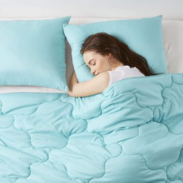 Комплект постільної білизни Comfort Spaces Vixie: стеганий дизайн, чорно-сірий, для всіх сезонів, з наволочками (Twin/Twin XL, Aqua/Grey)