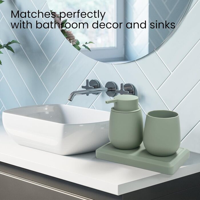 Сучасний набір для ванної кімнати AJEUNGAIN сірого кольору: мильниця, стакан для зубної пасти, піднос. Організатор для ванної кімнати (сірий). 3 предмети