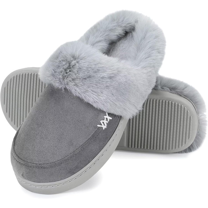 Тапочки зимові жіночі/чоловічі NineCiFun, теплі, з флісу, антиковзкі, для дому та вулиці, сірі, 40/41 EU