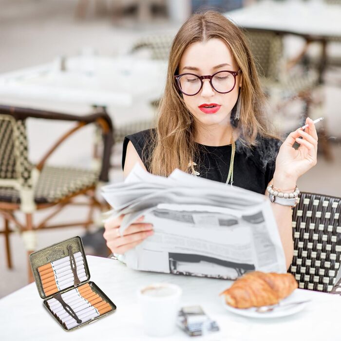 Металеве тютюнотримач на 20 сигарет, вінтажний дизайн, для чоловіків та жінок, з подарунковою коробкою