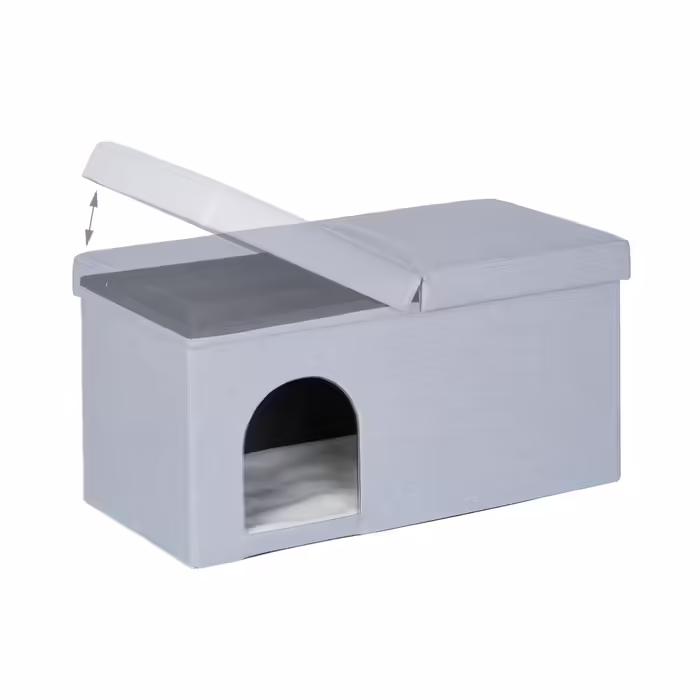 Relaxdays Cat Cave in Grey with Lid