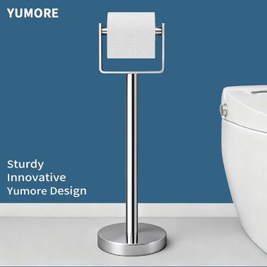 Тримач для туалетного паперу YUMORE підлоговий, стійкий органайзер з важкою основою з нержавіючої сталі, класичний стиль, сріблястий хром