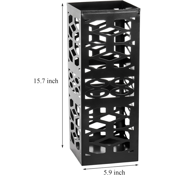 ZENFUN Metal Umbrella Stand - Freestanding Umbrella Holder for Entryway, Home, Office, Hotel - Black, 15x15x40 CM