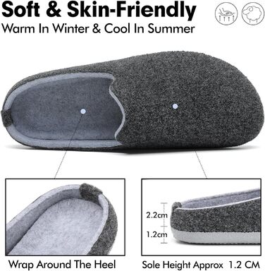 Тапочки домовими з фетру Mishansha для жінок та чоловіків, зимові, зручні, чорні, розмір 36-48