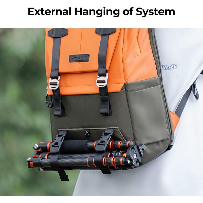 Рюкзак для камери K&F Concept 20L, великий фоторюкзак з відділенням для ноутбука 15.6 дюймів, водонепроникний, з дощовиком, оранжевий